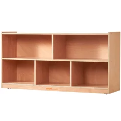 VEVOR Cubby Mobile Tray Storage Cabinet, 5-Compartment Cubby Storage Shelf, Cubby Storage Cabinet 2-shelf, Classroom Cubbies, Classroom Furniture for Home, Daycare and Preschool, Natural