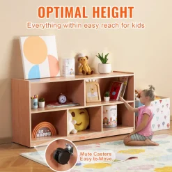 VEVOR Cubby Mobile Tray Storage Cabinet, 5-Compartment Cubby Storage Shelf, Cubby Storage Cabinet 2-shelf, Classroom Cubbies, Classroom Furniture for Home, Daycare and Preschool, Natural