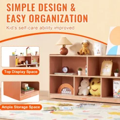 VEVOR Cubby Mobile Tray Storage Cabinet, 5-Compartment Cubby Storage Shelf, Cubby Storage Cabinet 2-shelf, Classroom Cubbies, Classroom Furniture for Home, Daycare and Preschool, Natural