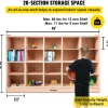 VEVOR Cubby Mobile Tray Storage Cabinet, 20-Compartment Cubby Storage Shelf, Cubby Storage Cabinet 4 x 5, Classroom Cubbies, Classroom Furniture for Home, Daycare and Preschool, Natural