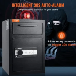 VEVOR 2.5 Cub Depository Safe, Deposit Safe with Drop Slot, Electronic Code Lock and 2 Emergency Keys, 20.27'' x 13.97'' x 13.97'' Business Drop Slot Safe for Cash, Mail in Home, Hotel, Office