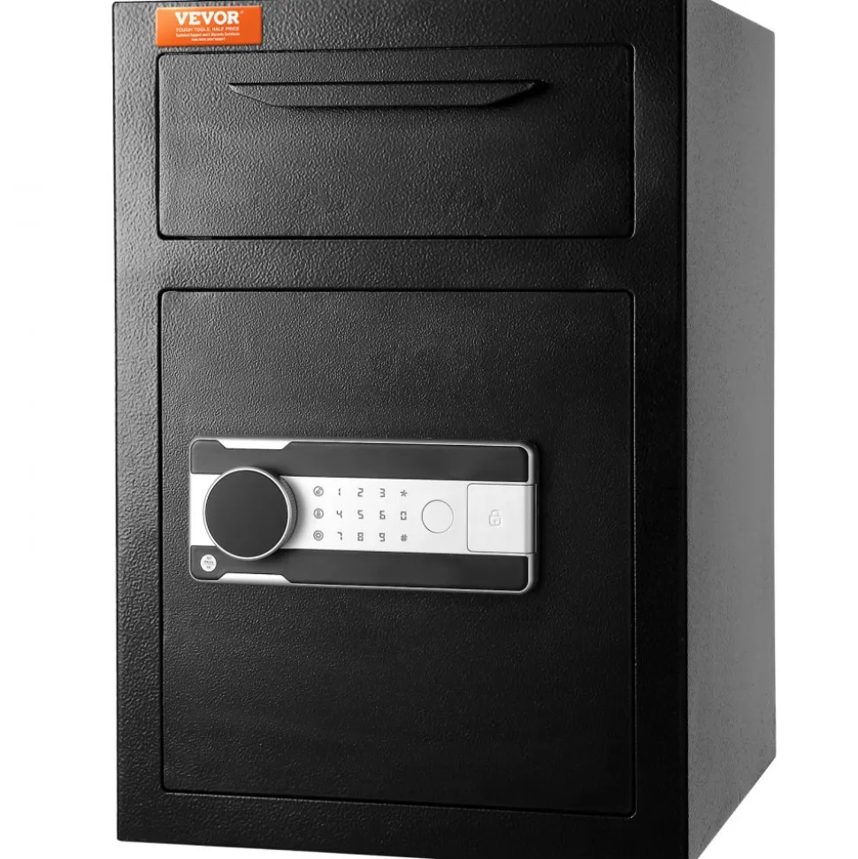 VEVOR 2.5 Cub Depository Safe, Deposit Safe with Drop Slot, Electronic Code Lock and 2 Emergency Keys, 20.27'' x 13.97'' x 13.97'' Business Drop Slot Safe for Cash, Mail in Home, Hotel, Office