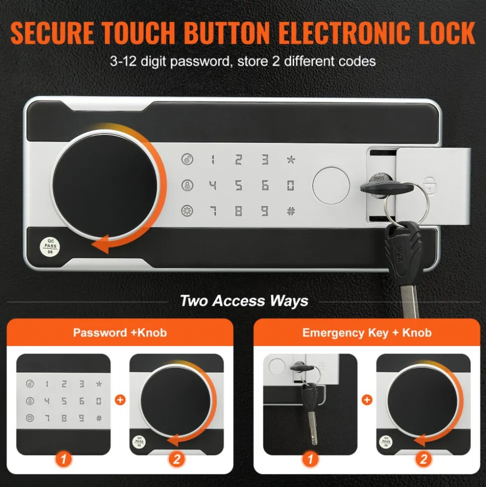 VEVOR 1.7 Cub Depository Safe, Deposit Safe with Drop Slot, Electronic Code Lock and 2 Emergency Keys, 17.71'' x 13.77'' x 13.77'' Business Drop Slot Safe for Cash, Mail in Home, Hotel, Office