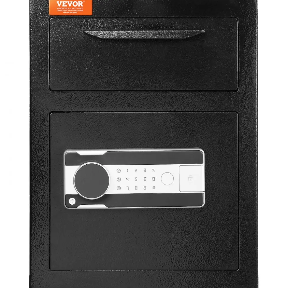 VEVOR 1.7 Cub Depository Safe, Deposit Safe with Drop Slot, Electronic Code Lock and 2 Emergency Keys, 17.71'' x 13.77'' x 13.77'' Business Drop Slot Safe for Cash, Mail in Home, Hotel, Office