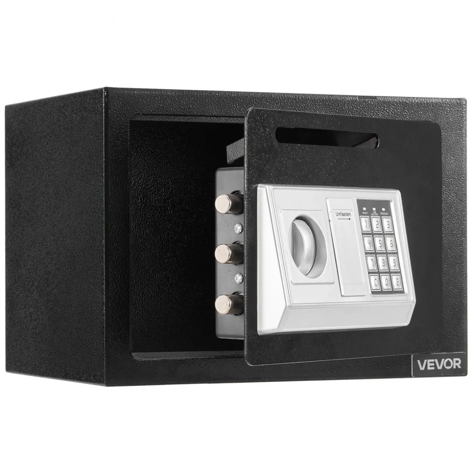 VEVOR 0.6 Cubic Feet Drop Safe, Drop Slot Safe Box with Password and Turn Knob, Heavy Duty Compact Cash Depository Box with a Front Lock Slot for Cash, Bank Slips, Jewelry, Documents, Bills, Black