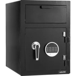 VEVOR 1.2 Cubic Feet Drop Safe, Large Capacity Front Drop Slot Safe Box with Digital Keypad, Heavy Duty 2 Tiers Cash Depository Box with Spare Keys for Cash, Bank Slip, Jewelry, Document, Bill, Black