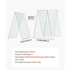 VEVOR Cucumber Trellis 4 Pack, A-Frame Garden Trellises for Raised Bed, Metal Rustproof Coating Plant Support for Vine, Climbing Plants, Peas, Beans, Zucchini, Tomato, Flower (46.06 x 16.93 in x 4PCS)