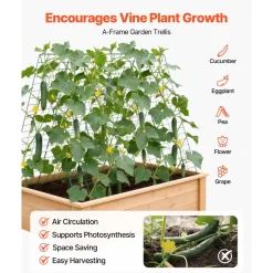VEVOR Cucumber Trellis 4 Pack, A-Frame Garden Trellises for Raised Bed, Metal Rustproof Coating Plant Support for Vine, Climbing Plants, Peas, Beans, Zucchini, Tomato, Flower (46.06 x 16.93 in x 4PCS)