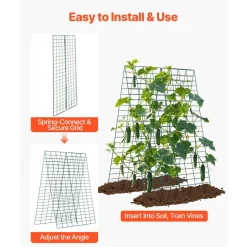 VEVOR Cucumber Trellis 4 Pack, A-Frame Garden Trellises for Raised Bed, Metal Rustproof Coating Plant Support for Vine, Climbing Plants, Peas, Beans, Zucchini, Tomato, Flower (46.06 x 16.93 in x 4PCS)