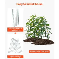 VEVOR Cucumber Trellis 4 Pack, A-Frame Garden Trellises for Raised Bed, Metal Rustproof Coating Plant Support for Vine, Climbing Plants, Peas, Beans, Zucchini, Tomato, Flower (35.43 x 27.56 in x 4PCS)