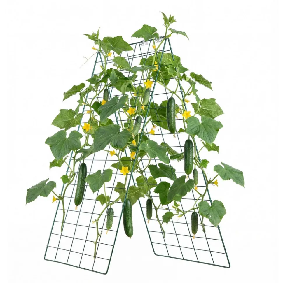 VEVOR Cucumber Trellis 4 Pack, A-Frame Garden Trellises for Raised Bed, Metal Rustproof Coating Plant Support for Vine, Climbing Plants, Peas, Beans, Zucchini, Tomato, Flower (35.43 x 27.56 in x 4PCS)