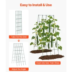 VEVOR Cucumber Trellis 4 Pack, A-Frame Garden Trellises for Raised Bed, Metal Rustproof Coating Plant Support for Vine, Climbing Plants, Peas, Beans, Zucchini, Tomato, Flower (38.98 x 15.75 in x 4PCS)