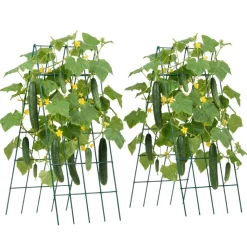 VEVOR Cucumber Trellis 4 Pack, A-Frame Garden Trellises for Raised Bed, Metal Rustproof Coating Plant Support for Vine, Climbing Plants, Peas, Beans, Zucchini, Tomato, Flower (38.98 x 15.75 in x 4PCS)