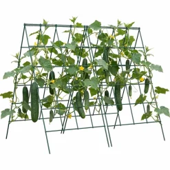 VEVOR Cucumber Trellis 4 Pack, A-Frame Garden Trellises for Raised Bed, Metal Rustproof Coating Plant Support for Vine, Climbing Plants, Peas, Beans, Zucchini, Tomato, Flower (46.06 x 18.11 in x 4PCS)