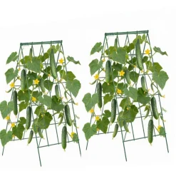 VEVOR Cucumber Trellis 4 Pack, A-Frame Garden Trellises for Raised Bed, Metal Rustproof Coating Plant Support for Vine, Climbing Plants, Peas, Beans, Zucchini, Tomato, Flower (46.06 x 18.11 in x 4PCS)