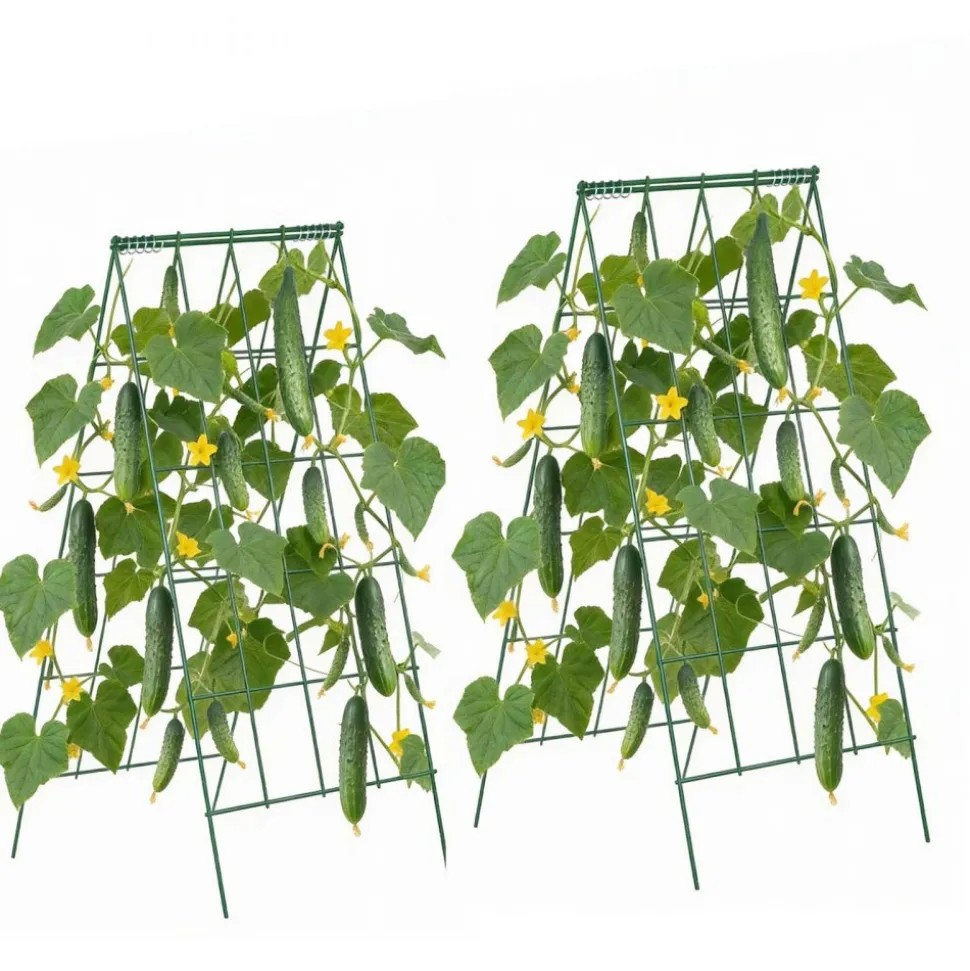 VEVOR Cucumber Trellis 4 Pack, A-Frame Garden Trellises for Raised Bed, Metal Rustproof Coating Plant Support for Vine, Climbing Plants, Peas, Beans, Zucchini, Tomato, Flower (46.06 x 18.11 in x 4PCS)