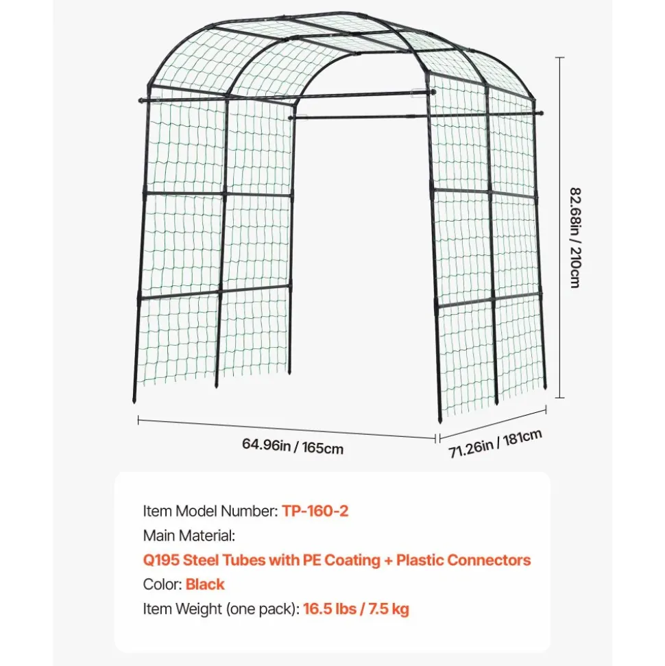 VEVOR Cucumber Trellis, U-Shape Garden Trellises for Raised Bed, Metal Wide Top Arch Plant Support for Vine, Climbing Plants, Peas, Beans, Zucchini, Tomato, Squash, Flower (71.26 x 64.96 x 82.68 in)