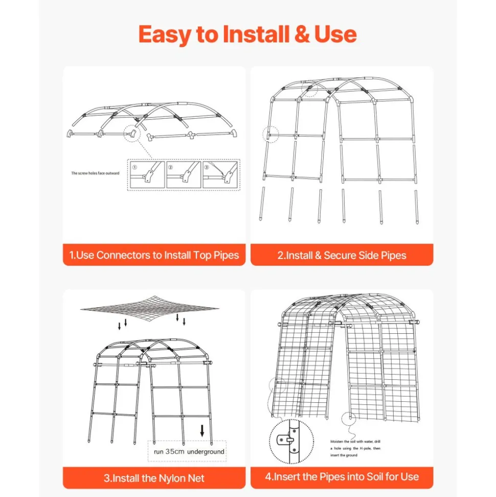 VEVOR Cucumber Trellis, U-Shape Garden Trellises for Raised Bed, Metal Arch Plant Support for Vine, Climbing Plants Outdoor, Peas, Beans, Zucchini, Tomato, Squash, Flower (70.87 x 44.09 x 82.99 in)