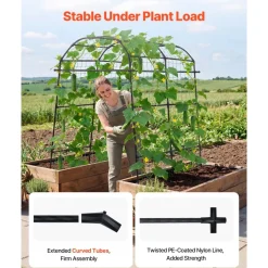 VEVOR Cucumber Trellis, U-Shape Garden Trellises for Raised Bed, Metal Arch Plant Support for Vine, Climbing Plants Outdoor, Peas, Beans, Zucchini, Tomato, Squash, Flower (70.87 x 44.09 x 82.99 in)