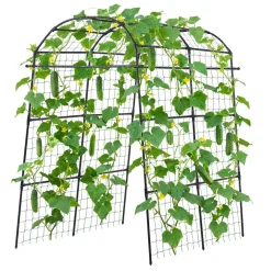 VEVOR Cucumber Trellis, U-Shape Garden Trellises for Raised Bed, Metal Arch Plant Support for Vine, Climbing Plants Outdoor, Peas, Beans, Zucchini, Tomato, Squash, Flower (70.87 x 44.09 x 82.99 in)
