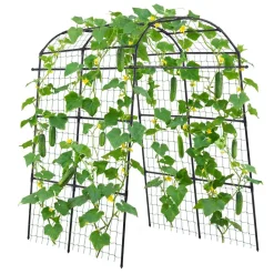 VEVOR Cucumber Trellis, U-Shape Garden Trellises for Raised Bed, Metal Arch Plant Support for Vine, Climbing Plants Outdoor, Peas, Beans, Zucchini, Tomato, Squash, Flower (70.87 x 44.09 x 82.99 in)