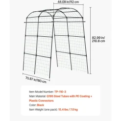 VEVOR Cucumber Trellis, U-Shape Garden Trellises for Raised Bed, Metal Arch Plant Support for Vine, Climbing Plants Outdoor, Peas, Beans, Zucchini, Tomato, Squash, Flower (70.87 x 44.09 x 82.99 in)