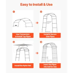 VEVOR Cucumber Trellis, U-Shape Garden Trellises for Raised Bed, Metal Arch Plant Support for Vine, Climbing Plants Outdoor, Peas, Beans, Zucchini, Tomato, Squash, Flower (32.01 x 31.5 x 80.71 in)
