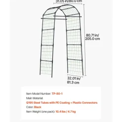 VEVOR Cucumber Trellis, U-Shape Garden Trellises for Raised Bed, Metal Arch Plant Support for Vine, Climbing Plants Outdoor, Peas, Beans, Zucchini, Tomato, Squash, Flower (32.01 x 31.5 x 80.71 in)