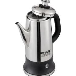 VEVOR 12-Cup Electric Percolator Coffee Pot, 304 Stainless Steel Coffee Percolator with Keep Warm Function & Heat-Resistant Handle, Classic Coffee Maker, Quick Brew & Easy-Pour Spout, Silver