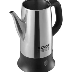 VEVOR 12-Cup Electric Percolator Coffee Pot, 304 Stainless Steel Coffee Percolator with Keep Warm Function & Heat-Resistant Handle, Classic Coffee Maker, Quick Brew & Easy-Pour Spout, Silver