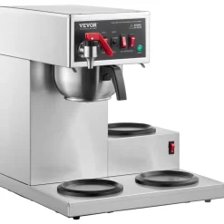 VEVOR 12 Cups Commercial Drip Coffee Maker, Coffee Maker Machine with 3 Glass Carafes and 3 Warmer Plates, Stainless Steel Pour Over Coffee Brewer for Restaurant, Office, Cafe