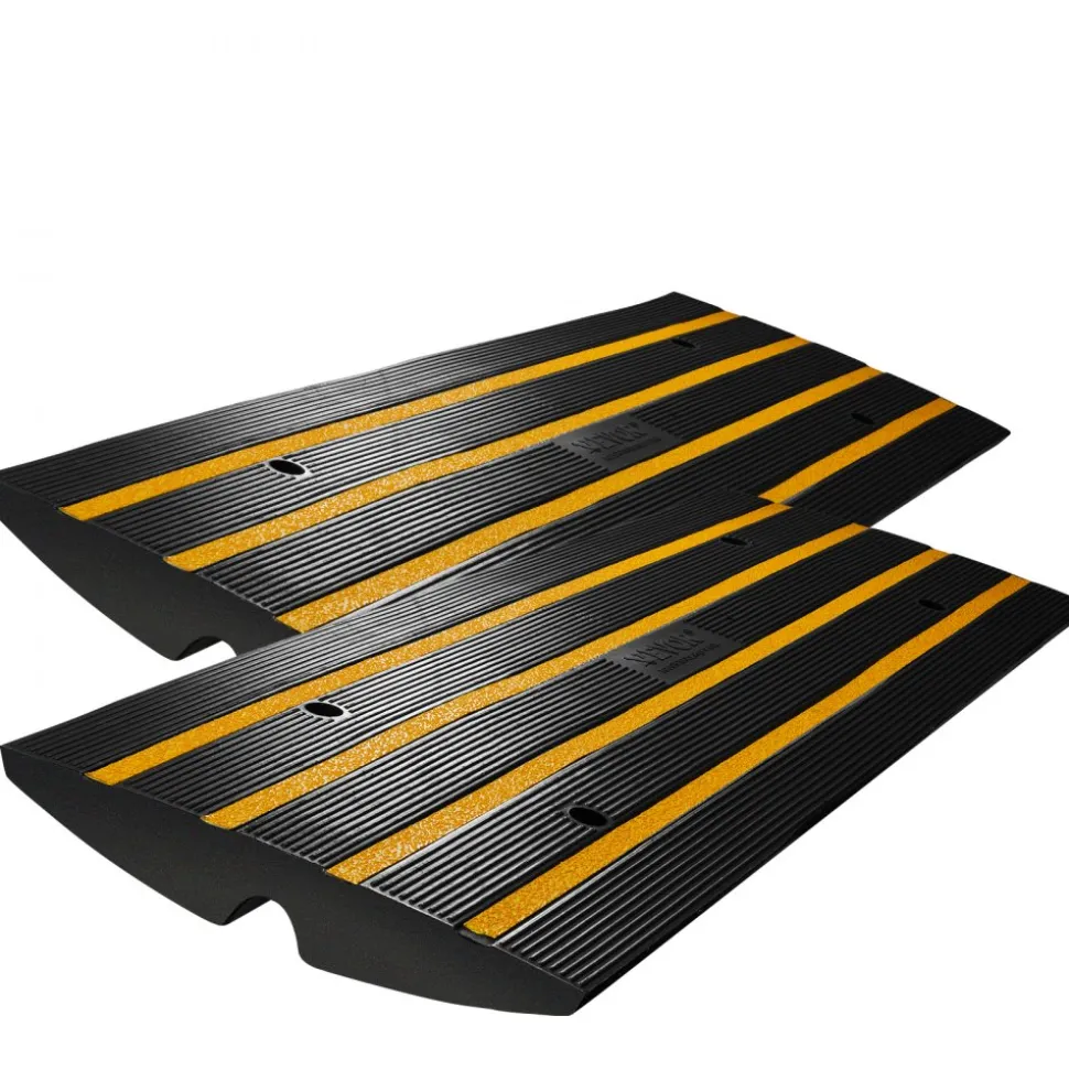 VEVOR Curb Ramp, 2 Pack, 2.6" Rise, Rubber Driveway Ramps, Heavy Duty 33069 lbs Weight Capacity Threshold Ramp, Curbside Bridge Ramps for Loading Dock Garage Sidewalk, Expandable Full Ramp Set