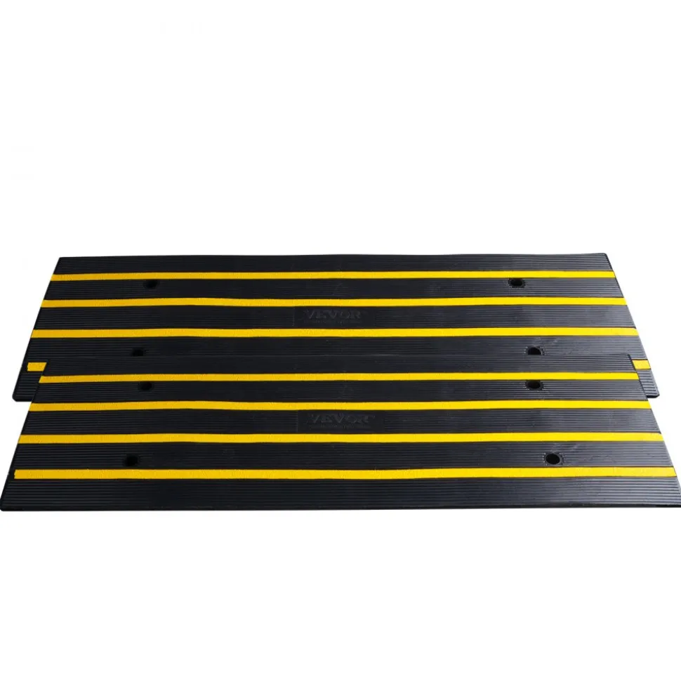 VEVOR Curb Ramp, 2 Pack, 2.6" Rise, Rubber Driveway Ramps, Heavy Duty 33069 lbs Weight Capacity Threshold Ramp, Curbside Bridge Ramps for Loading Dock Garage Sidewalk, Expandable Full Ramp Set