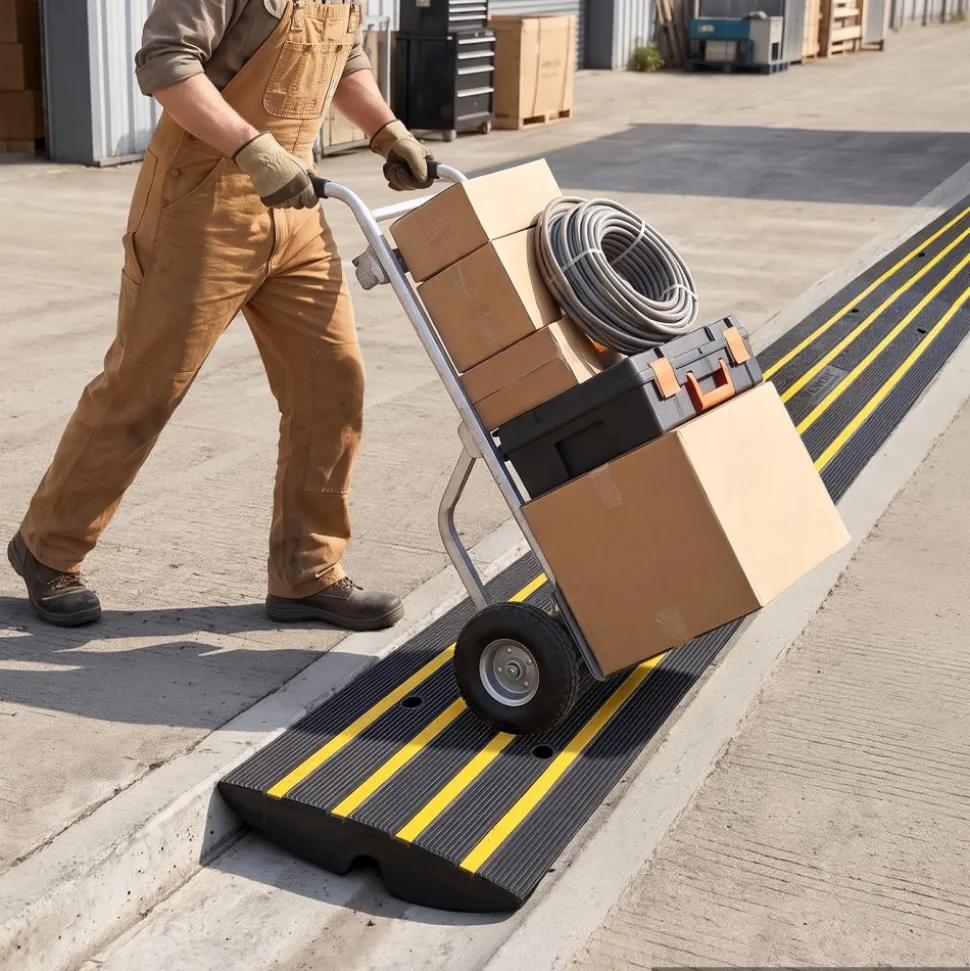 VEVOR Curb Ramp, 3 Pack Rubber Driveway Ramps, Heavy Duty 33069 lbs Weight Capacity Threshold Ramp, 2.6-inch High Curbside Bridge Ramps for Loading Dock Garage Sidewalk, Expandable Full Ramp Set
