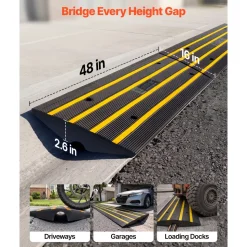 VEVOR Curb Ramp, 3 Pack Rubber Driveway Ramps, Heavy Duty 33069 lbs Weight Capacity Threshold Ramp, 2.6-inch High Curbside Bridge Ramps for Loading Dock Garage Sidewalk, Expandable Full Ramp Set