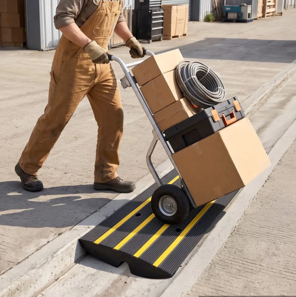 VEVOR Curb Ramp, 2.6" Rise Rubber Driveway Ramps, Heavy Duty 33069 lbs Weight Capacity Threshold Ramp, Curbside Bridge Ramps for Loading Dock Garage Sidewalk, Expandable Full Ramp Set
