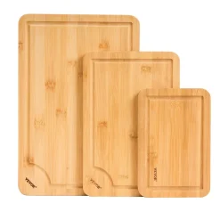 VEVOR Cutting Board, 3 Pieces, Premium Versatile Bamboo Cutting Board with Food-Grade Oil and Juice Groove,Sturdy & Durable Chopping Board with Built-in Handle, Fit for Display, Chopping & Serving