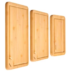 VEVOR Cutting Board, 3 Pieces, Premium Versatile Bamboo Cutting Board with Food-Grade Oil and Juice Groove,Sturdy & Durable Chopping Board with Built-in Handle, Fit for Display, Chopping & Serving