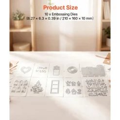 VEVOR Cutting Dies, 10 Pieces Metal Die Cuts, Compatible with VEVOR Die Cutting and Embossing Machine, Letters, Numbers, Tree Patterns, Cut Dies for Scrapbooking, Card Making, DIY Paper Crafting