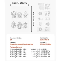 VEVOR Cutting Dies, 10 Pieces Metal Die Cuts, Compatible with VEVOR Die Cutting and Embossing Machine, Letters, Numbers, Tree Patterns, Cut Dies for Scrapbooking, Card Making, DIY Paper Crafting