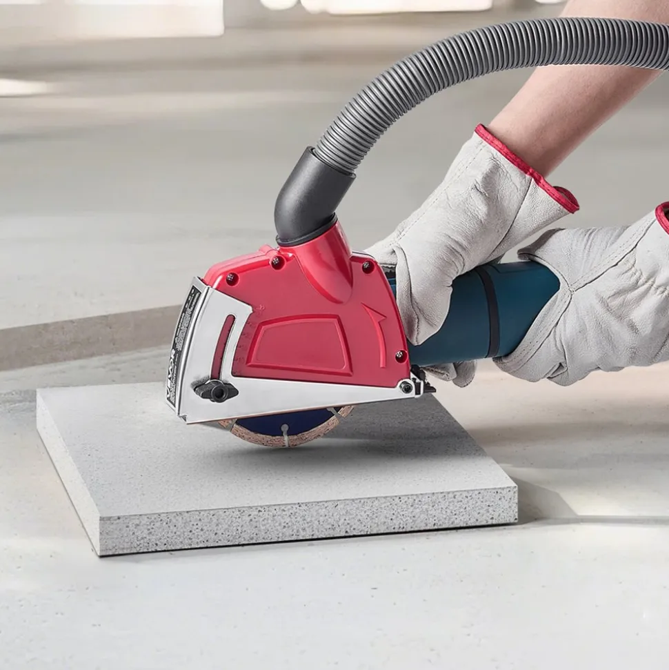 VEVOR Cutting Dust Shroud for Angle Grinders, Universal 4-5 in Angle Grinder Dust Shroud with 6 Clamping Washers, Adjustable Cutting Depth, Connect to Vacuum Cleaner, for Wood Concrete Wall Stone