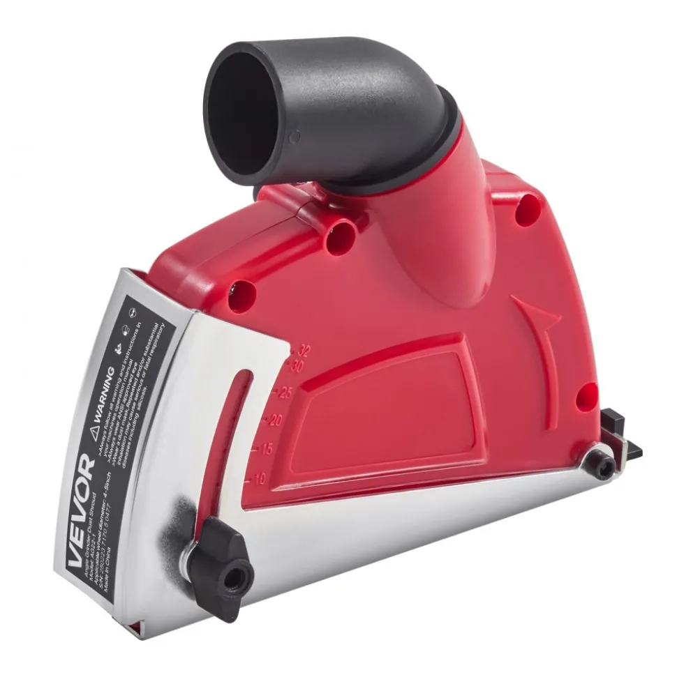 VEVOR Cutting Dust Shroud for Angle Grinders, Universal 4-5 in Angle Grinder Dust Shroud with 6 Clamping Washers, Adjustable Cutting Depth, Connect to Vacuum Cleaner, for Wood Concrete Wall Stone