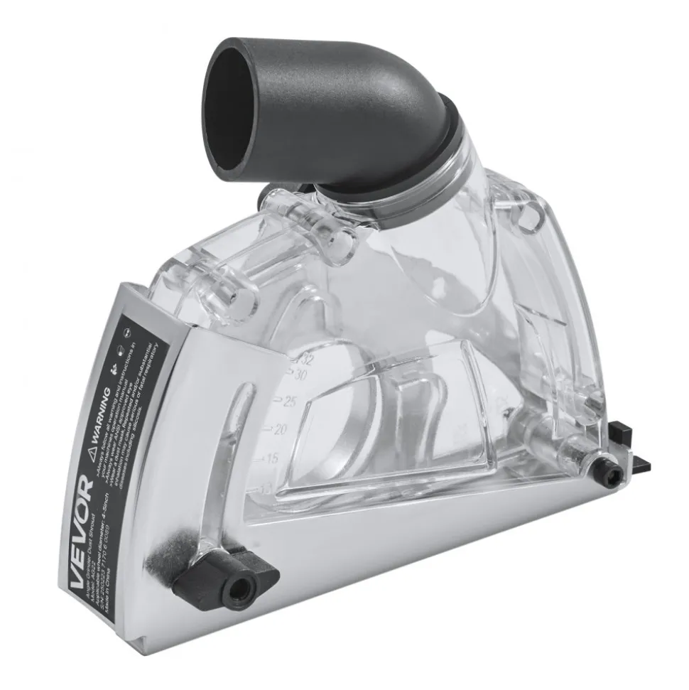 VEVOR Cutting Dust Shroud for Angle Grinders, Universal 4-5 in Angle Grinder Dust Shroud with 6 Clamping Washers & 5 in Diamond Grinding Cup Wheel, Adjustable Cutting Depth, Connect to Vacuum Cleaner