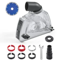 VEVOR Cutting Dust Shroud for Angle Grinders, Universal 4-5 in Angle Grinder Dust Shroud with 6 Clamping Washers & 5 in Diamond Grinding Cup Wheel, Adjustable Cutting Depth, Connect to Vacuum Cleaner