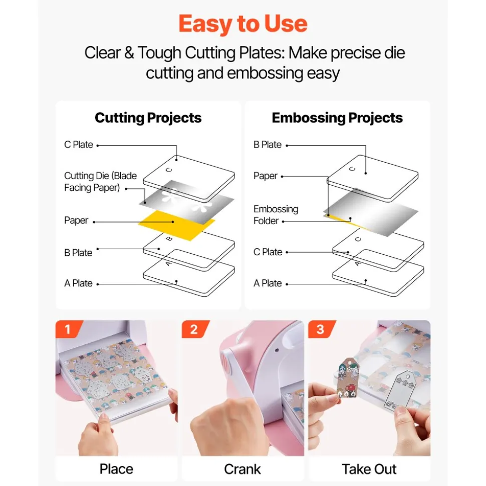 VEVOR Cutting Plates, 6 Pcs, 8.86 x 6.14 in, Clear Polycarbonate Material, Die Cut Pads Compatible with VEVOR Die Cutting and Embossing Machine KM-1860, for Scrapbooking, Card Making, Crafting