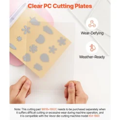 VEVOR Cutting Plates, 6 Pcs, 8.86 x 6.14 in, Clear Polycarbonate Material, Die Cut Pads Compatible with VEVOR Die Cutting and Embossing Machine KM-1860, for Scrapbooking, Card Making, Crafting