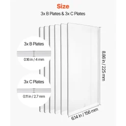 VEVOR Cutting Plates, 6 Pcs, 8.86 x 6.14 in, Clear Polycarbonate Material, Die Cut Pads Compatible with VEVOR Die Cutting and Embossing Machine KM-1860, for Scrapbooking, Card Making, Crafting