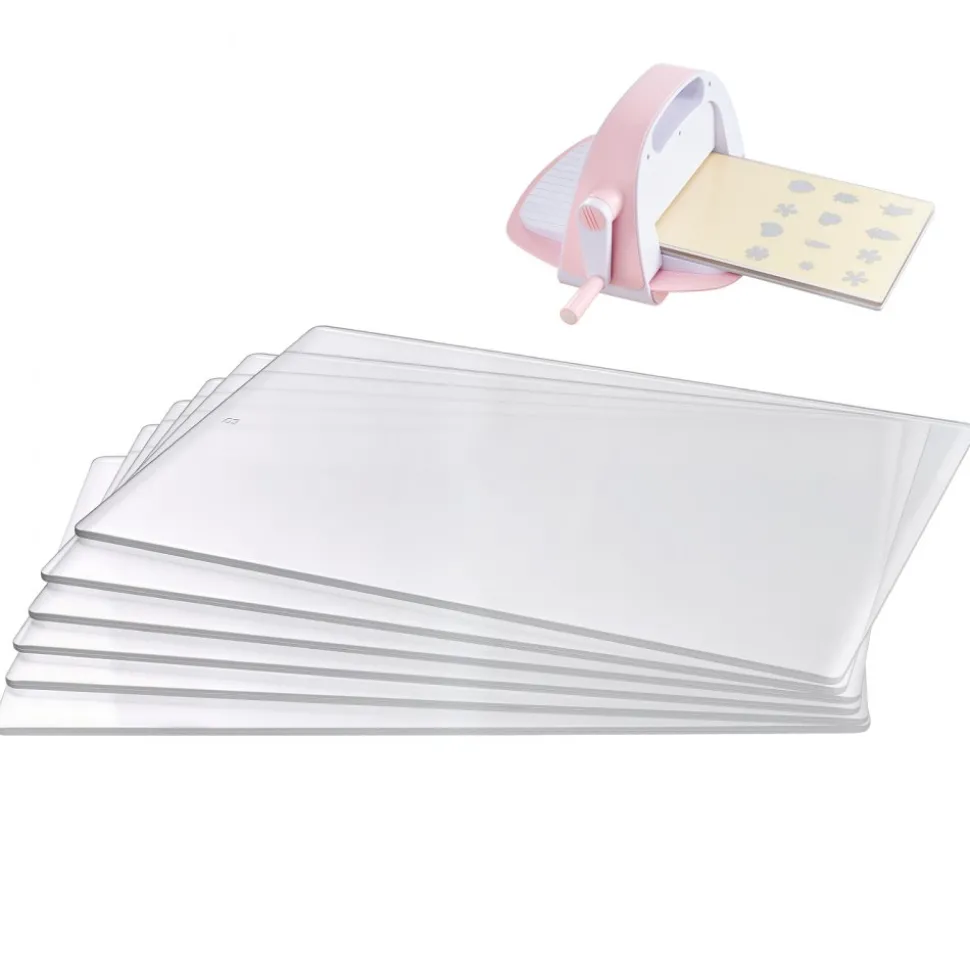 VEVOR Cutting Plates, 6 Pcs, 12.13 x 8.5 x 0.12 in, Clear Polycarbonate Material, Die Cut Pads Compatible with VEVOR Die Cutting and Embossing Machine KM-1885, for Scrapbooking and Card Making