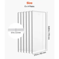 VEVOR Cutting Plates, 6 Pcs, 6.69 x 3.15 x 0.1 in, Clear Polycarbonate Material, Die Cut Pads Compatible with VEVOR Die Cutting and Embossing Machine KM-1830, for Scrapbooking and Card Making