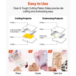VEVOR Cutting Plates, 6 Pcs, 6.69 x 3.15 x 0.1 in, Clear Polycarbonate Material, Die Cut Pads Compatible with VEVOR Die Cutting and Embossing Machine KM-1830, for Scrapbooking and Card Making